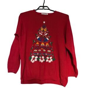 Ugly Christmas Sweater Sz 14/16 Jacque Koko Y2K 12 Days Tree Beading Embroidery